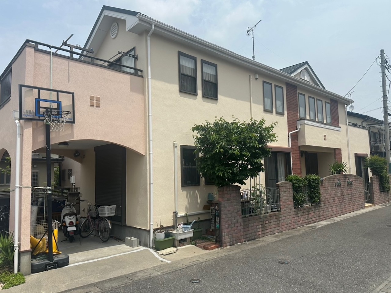 草加市清門の外壁塗装工事施工前の様子