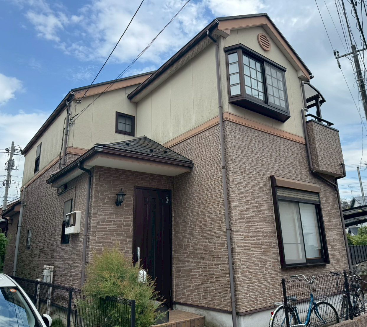 柏市西町の外壁塗装工事の施工前の様子