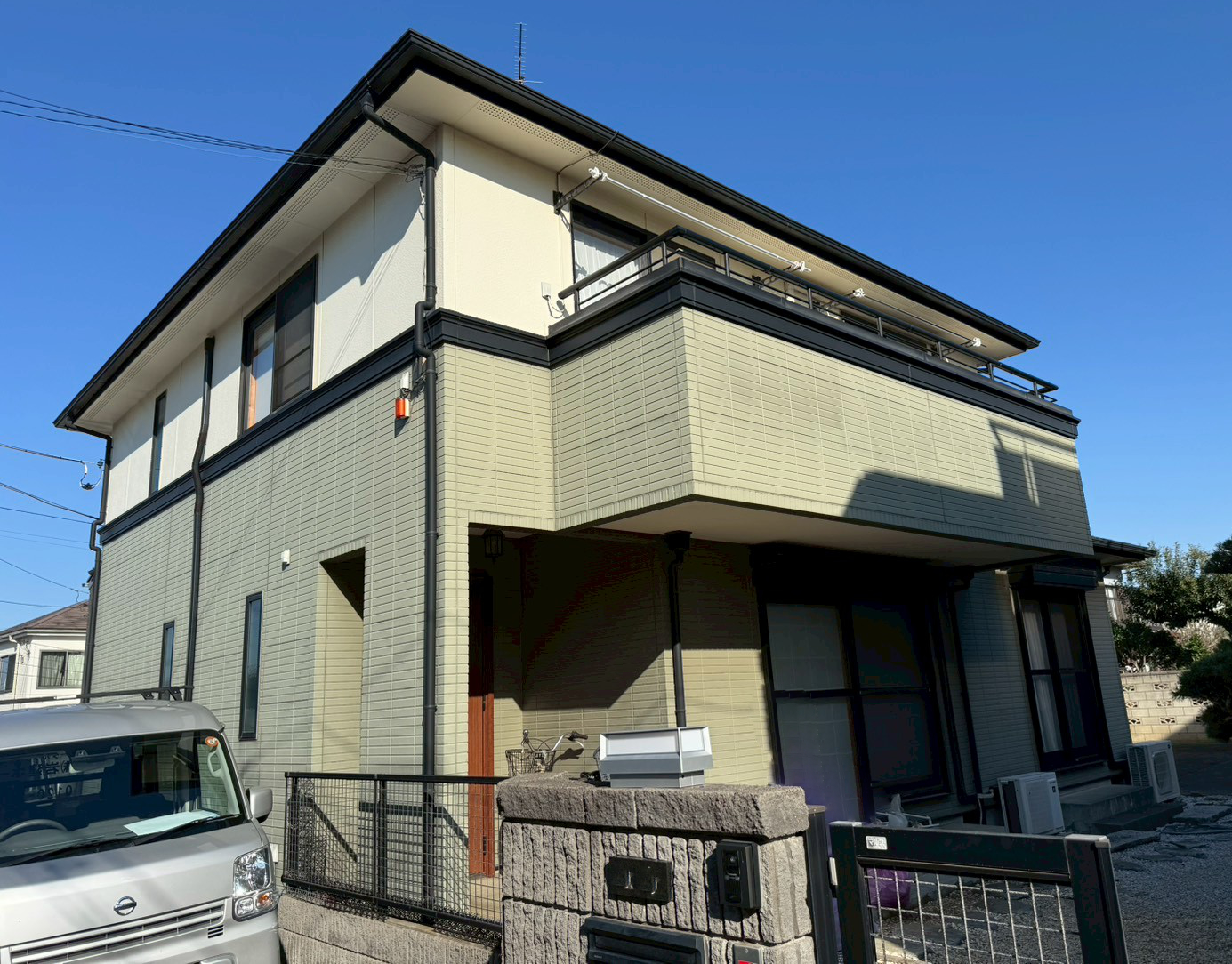 柏市弥生町の家、外壁塗装の施工前の様子