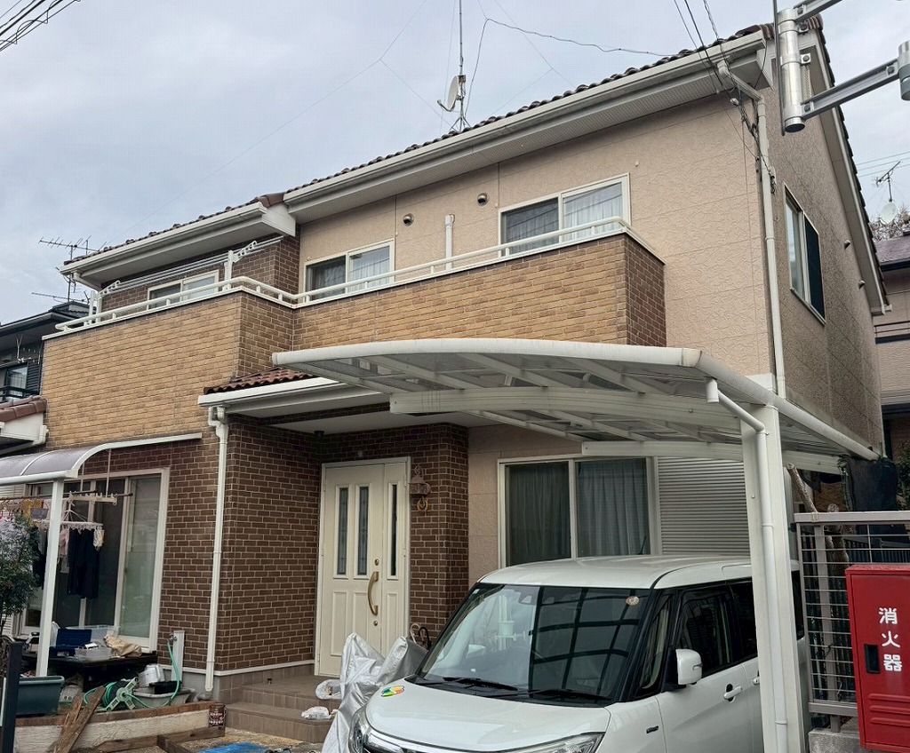 流山市野々下の外壁塗装工事施工前の様子