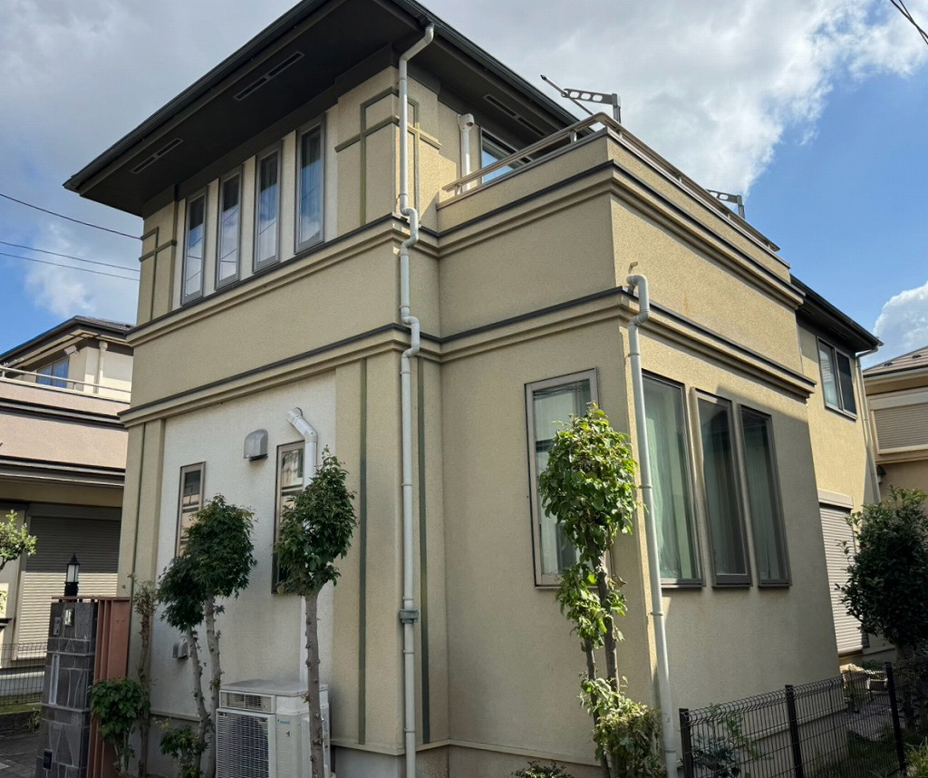 柏市豊四季の家の外壁塗装施工前の様子